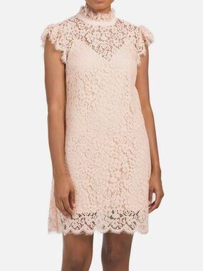 Rachel Zoe Blush Kara Lace Flutter Sleeve Shift Dress